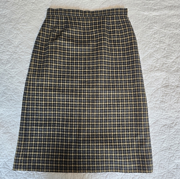 Aquascutum London Virgin Wool Houndstooth Academia Pencil Skirt - Picture 1 of 13